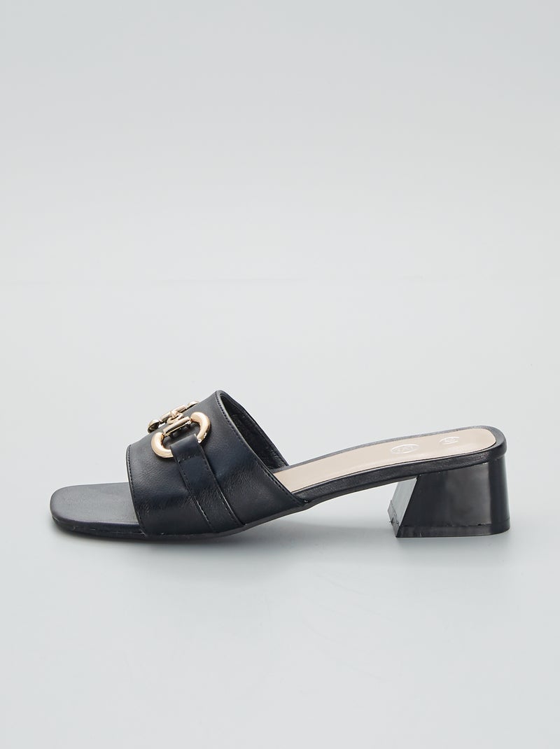 Chinelas com salto e fivelas de fantasia douradas Preto - Kiabi