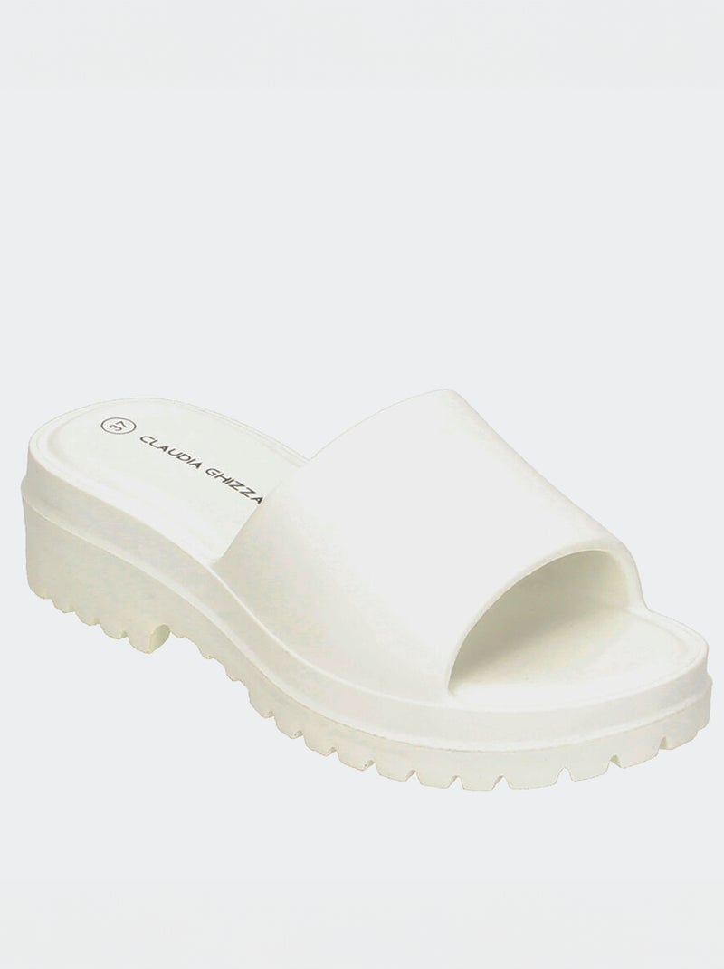 Chinelas com salto serrilhado BRANCO - Kiabi