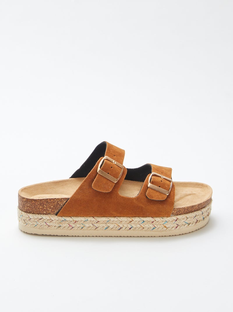Chinelas com sola em corda CASTANHO - Kiabi