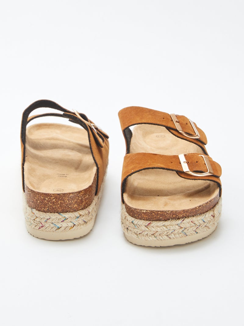 Chinelas com sola em corda CASTANHO - Kiabi