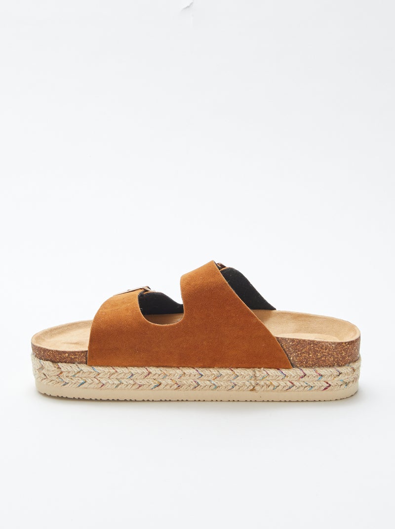 Chinelas com sola em corda CASTANHO - Kiabi