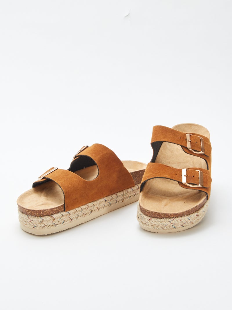 Chinelas com sola em corda CASTANHO - Kiabi