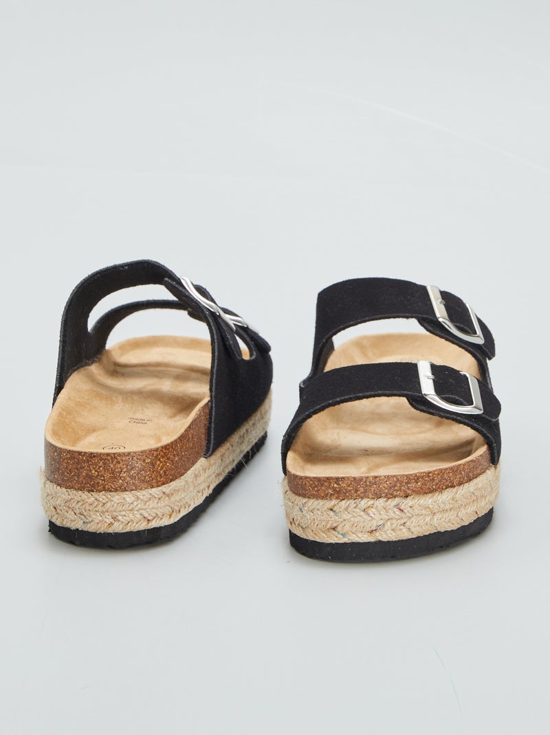 Chinelas com sola em corda Preto - Kiabi