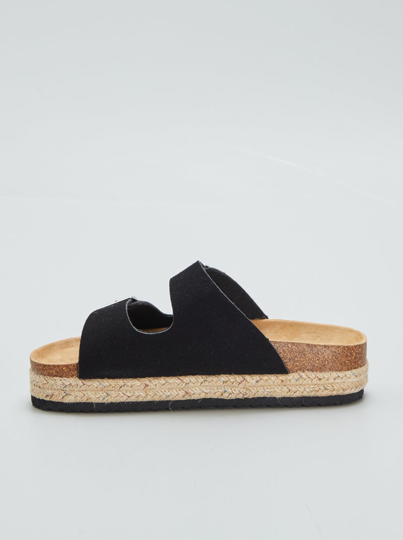 Chinelas com sola em corda Preto - Kiabi