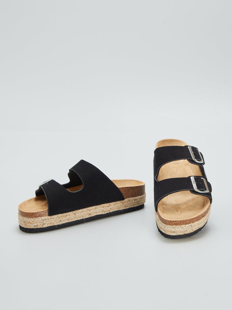 Chinelas com sola em corda Preto - Kiabi
