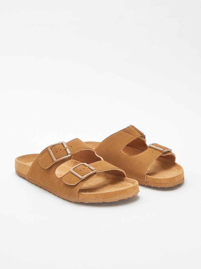 Chinelas com tira dupla e fivelas CASTANHO - Kiabi