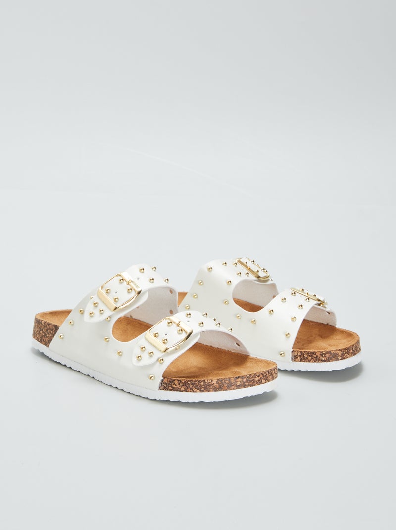 Chinelas com tiras com tachas Branco - Kiabi