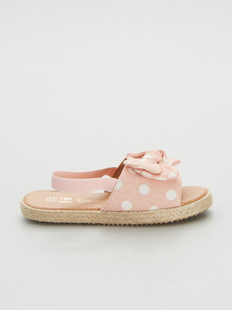 Chinelas com tiras em lona Rosa - Kiabi