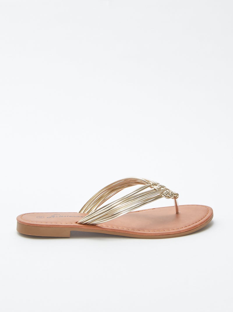 Chinelas com tiras entrançadas BEGE - Kiabi