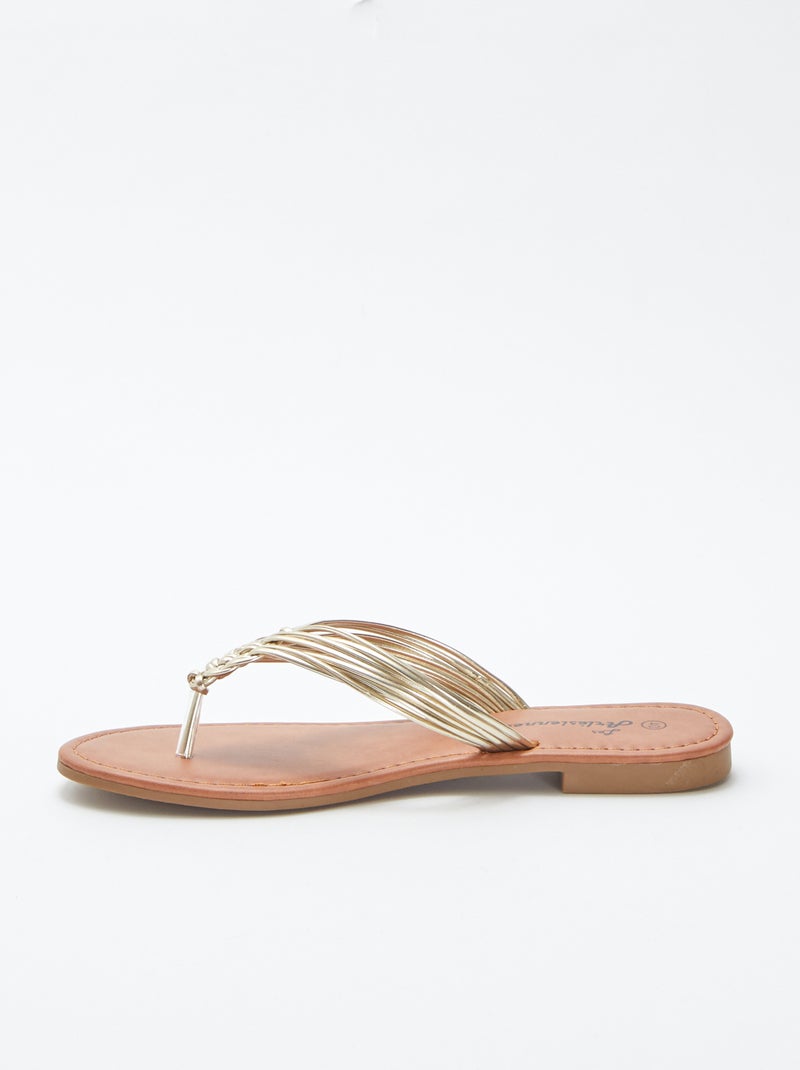 Chinelas com tiras entrançadas BEGE - Kiabi