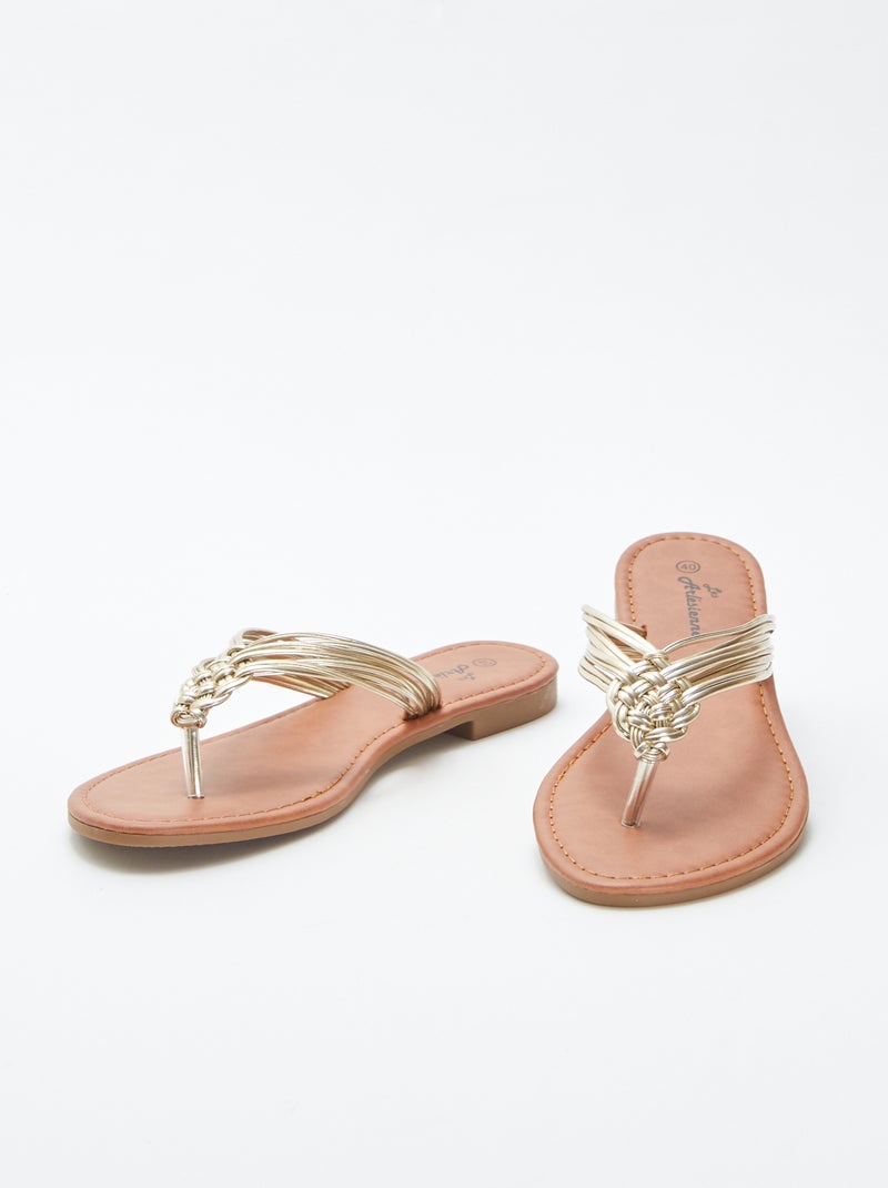 Chinelas com tiras entrançadas BEGE - Kiabi