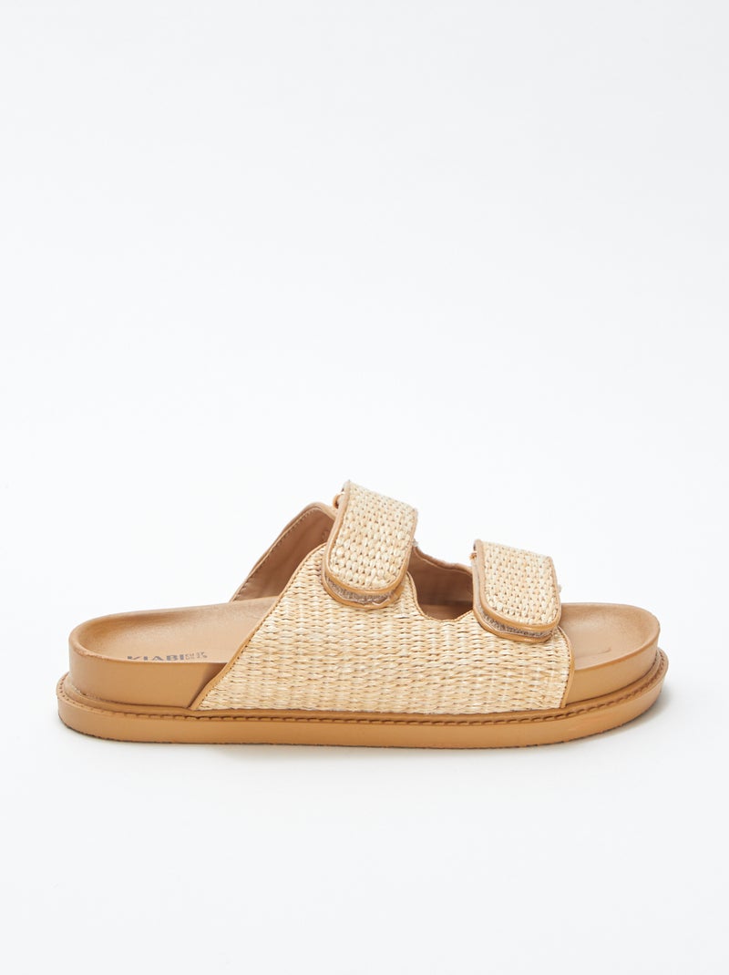 Chinelas de palha com tira dupla bege - Kiabi