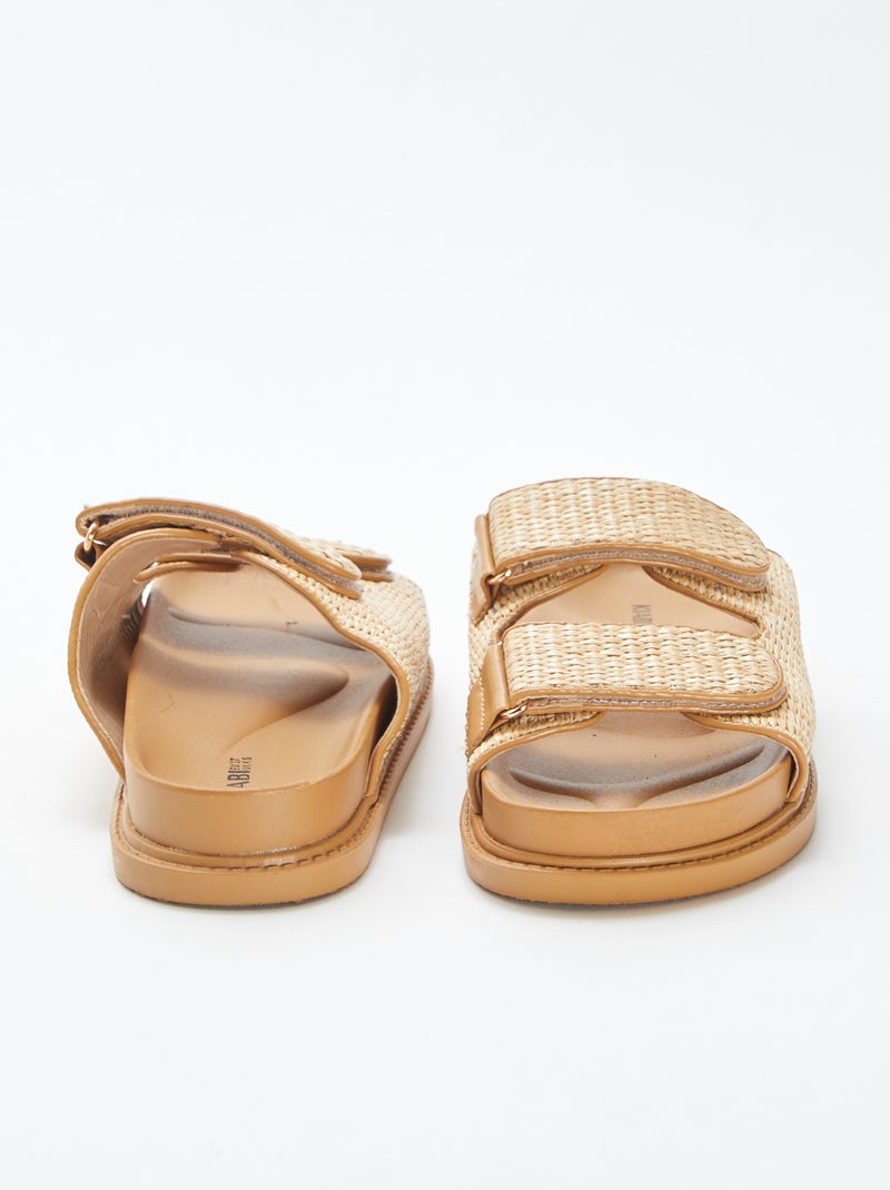 Chinelas de palha com tira dupla bege - Kiabi