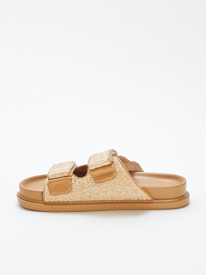 Chinelas de palha com tira dupla bege - Kiabi