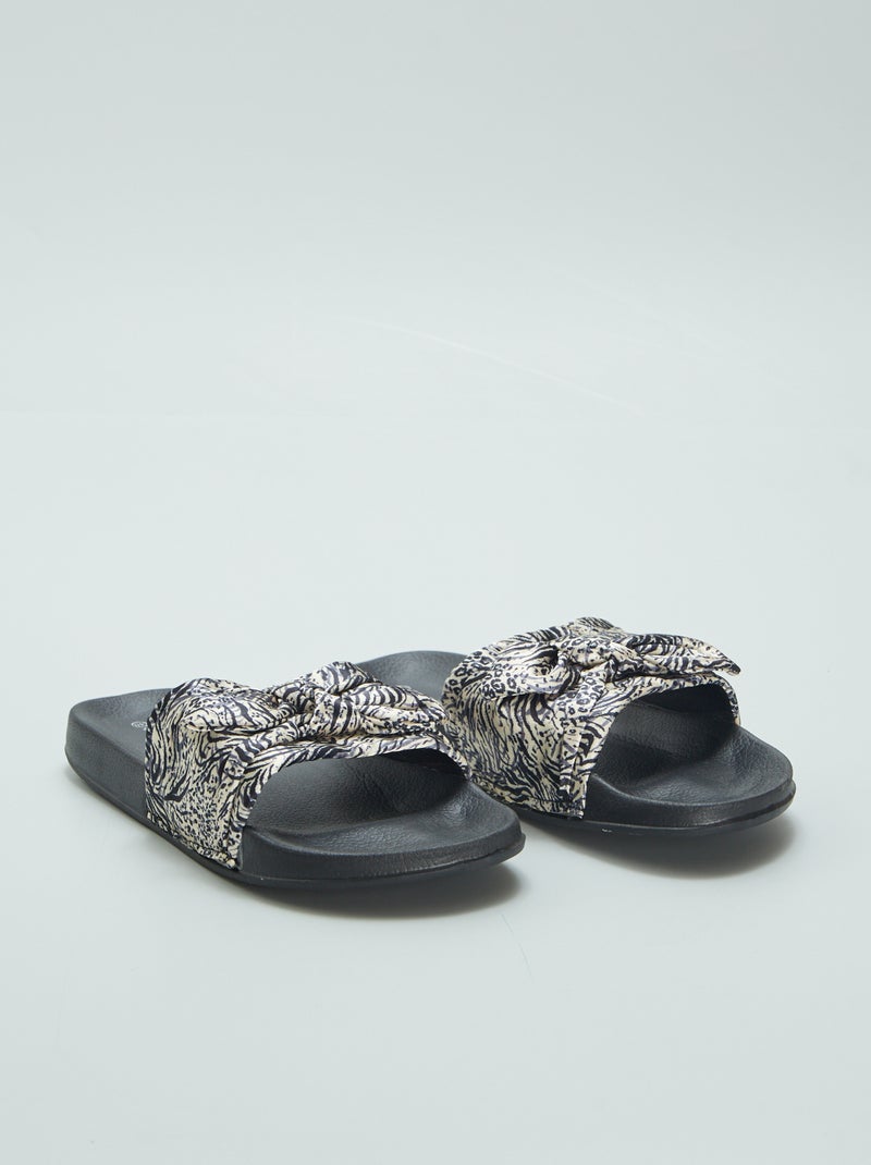 Chinelas de praia com laços Preto - Kiabi