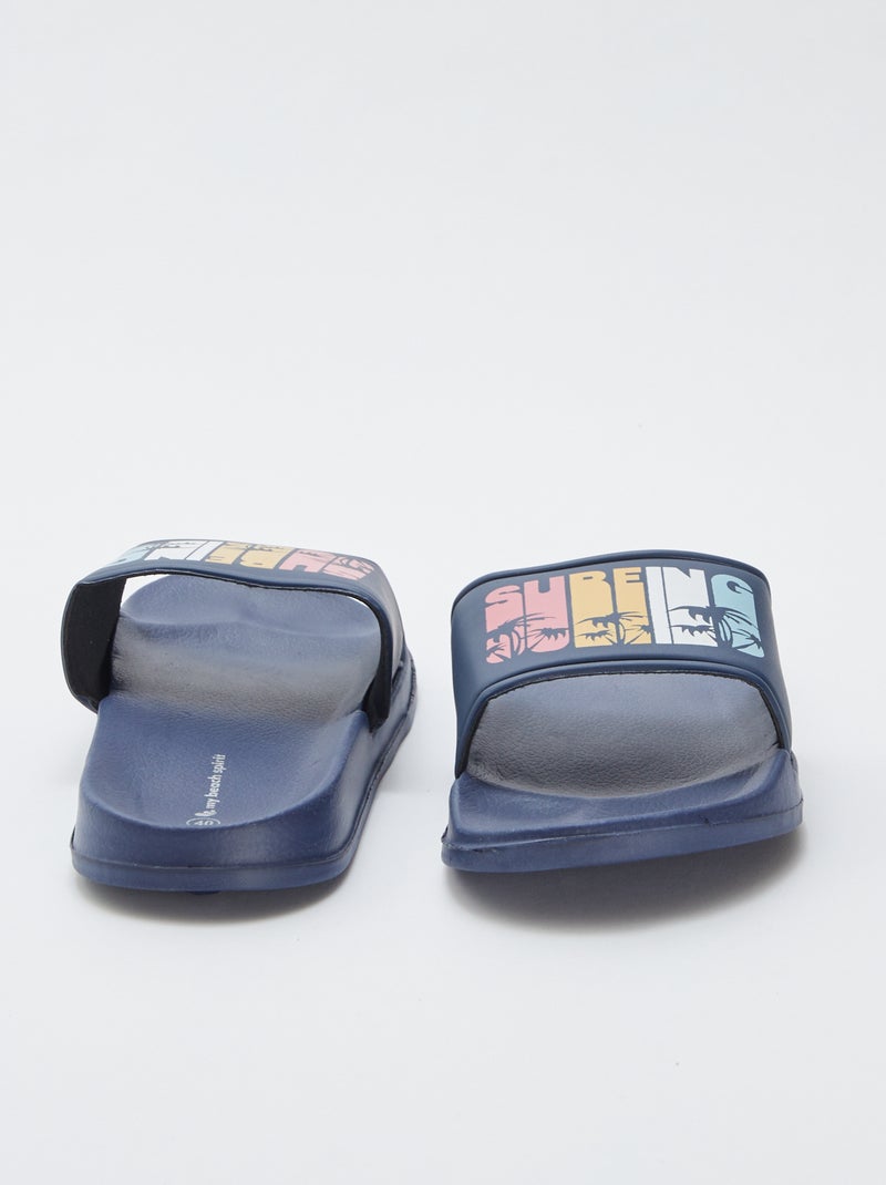 Chinelas de praia com motivos palmeiras 'My beach spirit' AZUL - Kiabi