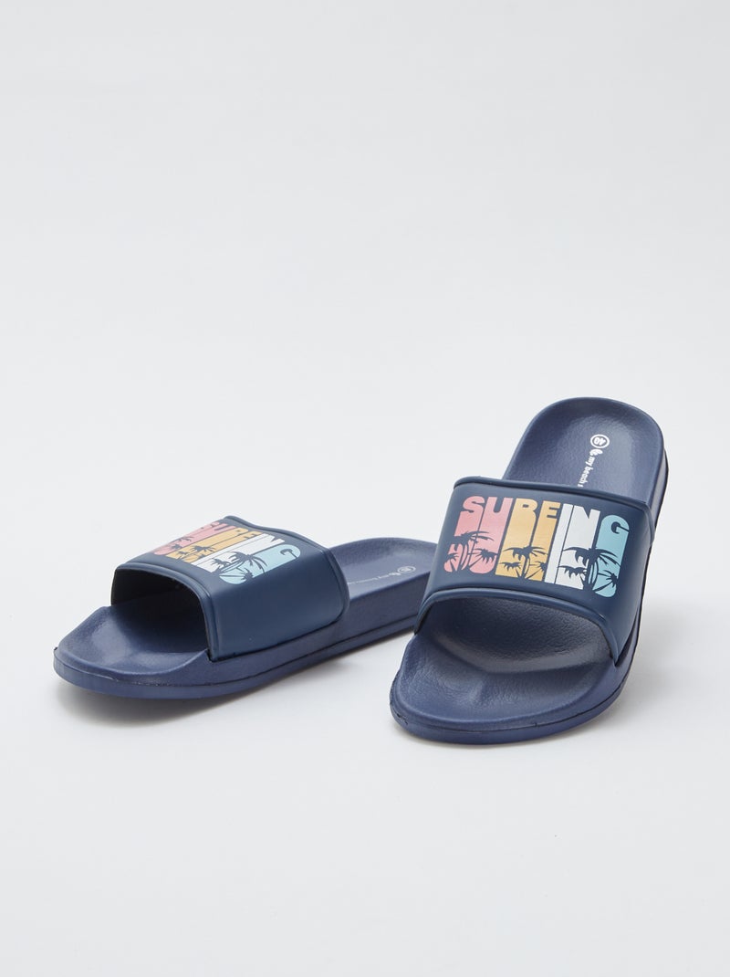 Chinelas de praia com motivos palmeiras 'My beach spirit' AZUL - Kiabi