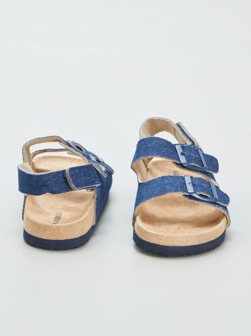 Chinelas em camurça sintética com tiras de velcro - Kiabi