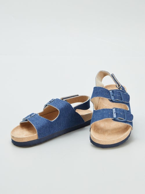 Chinelas em camurça sintética com tiras de velcro - Kiabi