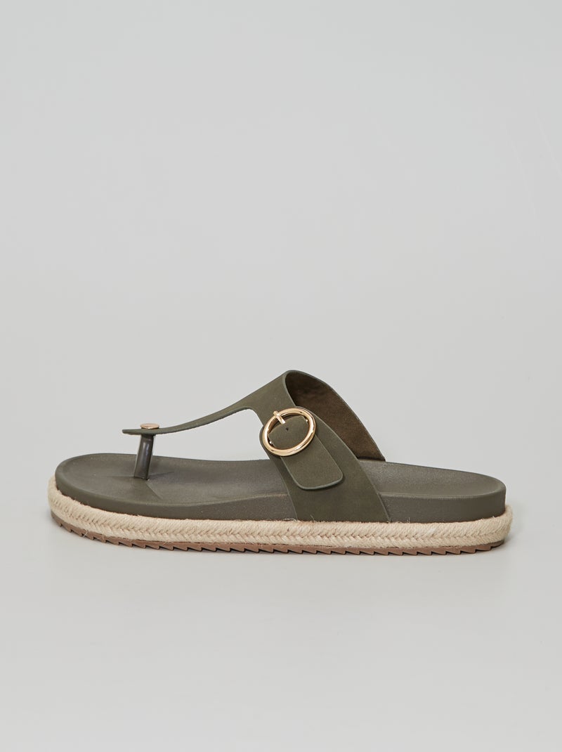 Chinelas entrededos com pormenores dourados CAQUI - Kiabi