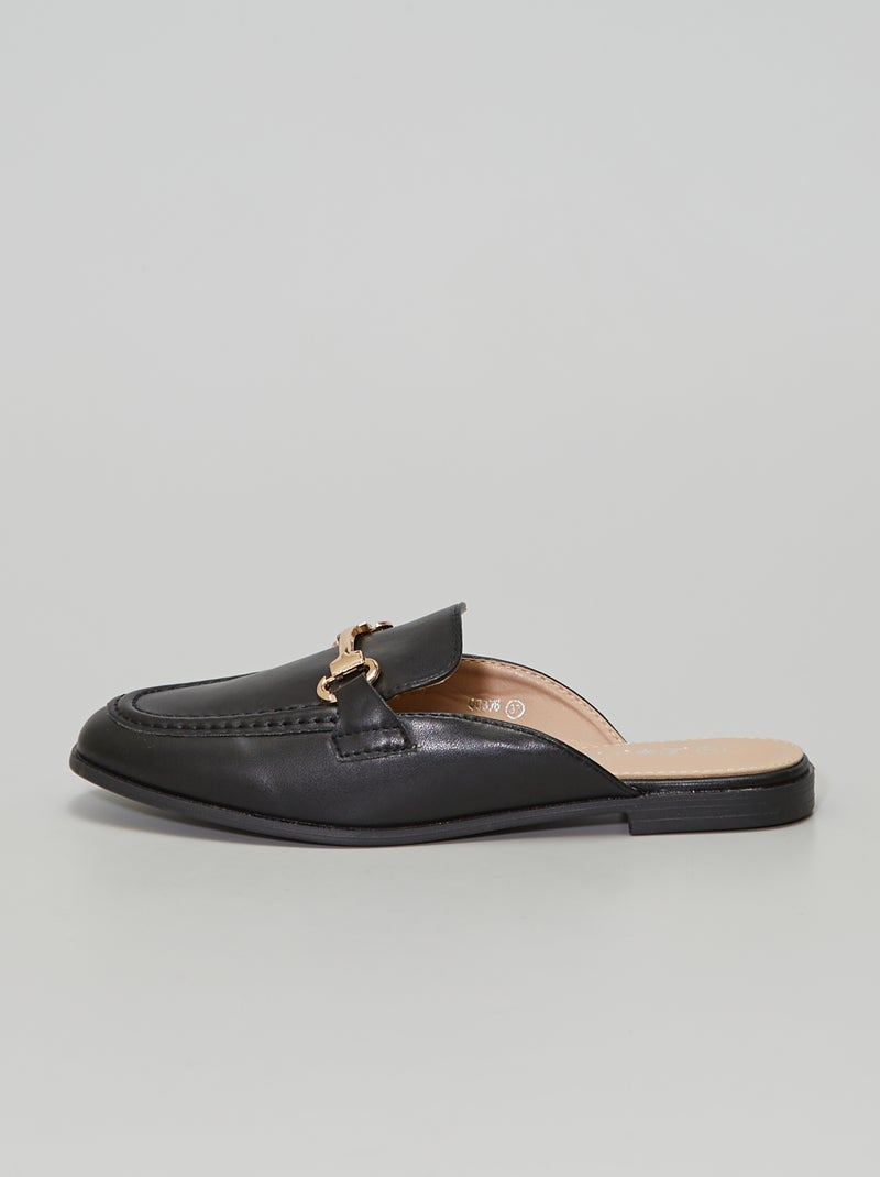 Chinelas fechadas em pele sintética Preto - Kiabi