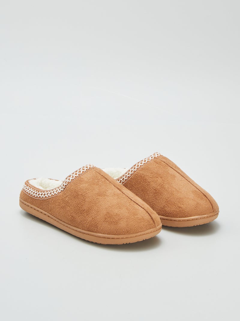 Chinelas forradas bordadas BEGE - Kiabi