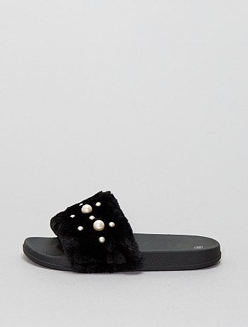 Chinelas forradas com pérolas - Kiabi