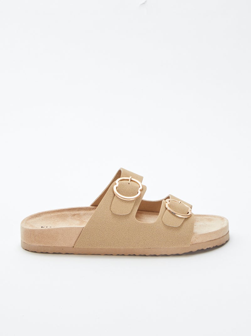 Chinelas grossas com tira dupla bege - Kiabi