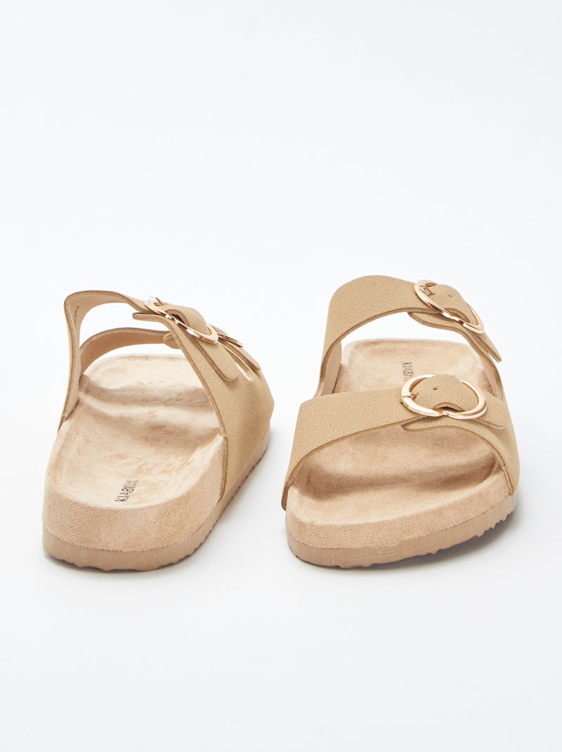 Chinelas grossas com tira dupla bege - Kiabi