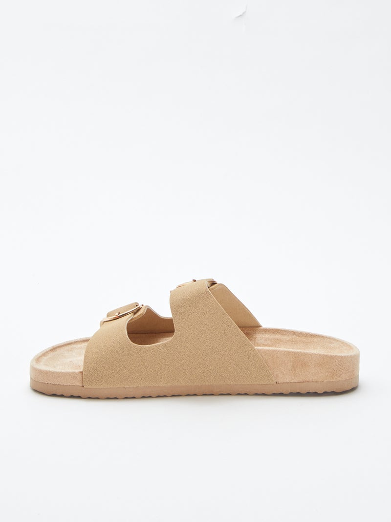Chinelas grossas com tira dupla bege - Kiabi
