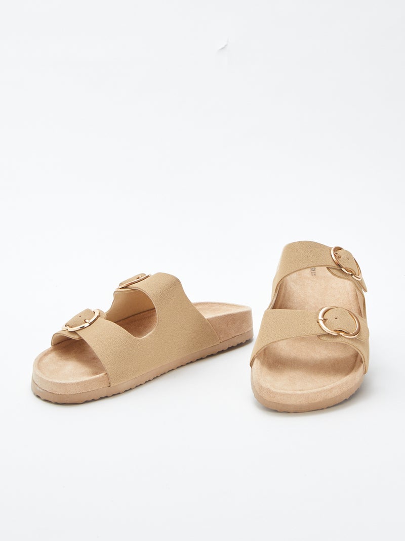 Chinelas grossas com tira dupla bege - Kiabi