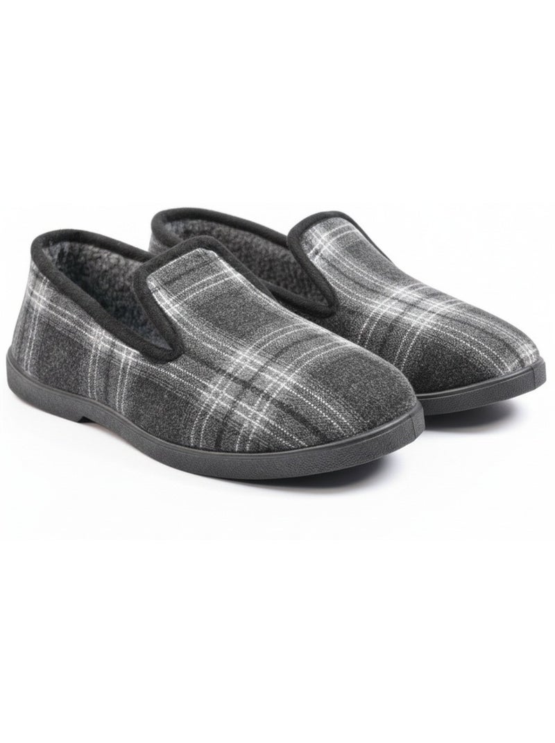 Chinelas homem ozabi antiderrapantes xadrez forradas sola removível Azul antracite - Kiabi