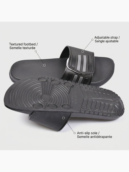 Chinelas homem piscina ajustáveis pack 2 ozabi preto azul - Kiabi Chinelas homem piscina ajustáveis pack 2 ozabi preto azul - Kiabi
