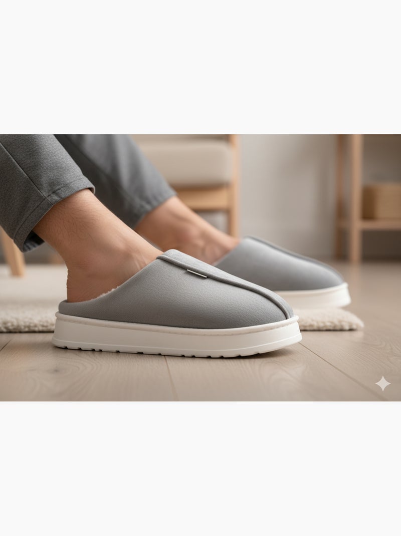 Chinelas homem veludo canelado MU10121 Cinza - Kiabi