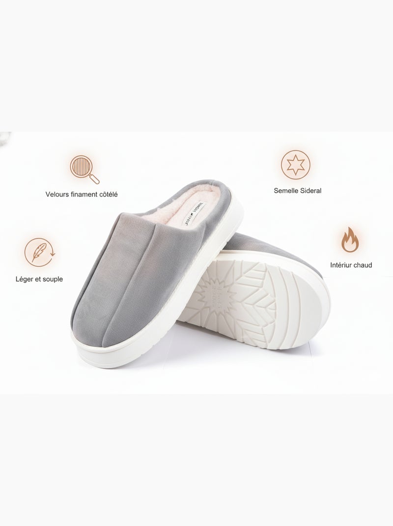 Chinelas homem veludo canelado MU10121 Cinza - Kiabi