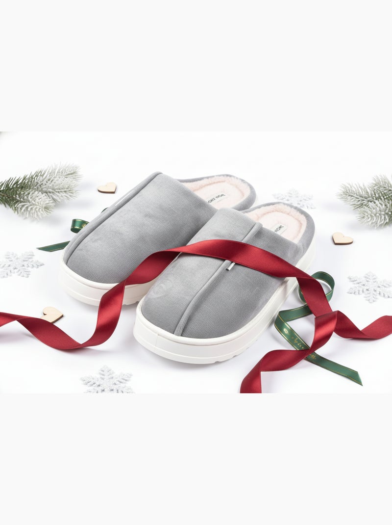 Chinelas homem veludo canelado MU10121 Cinza - Kiabi