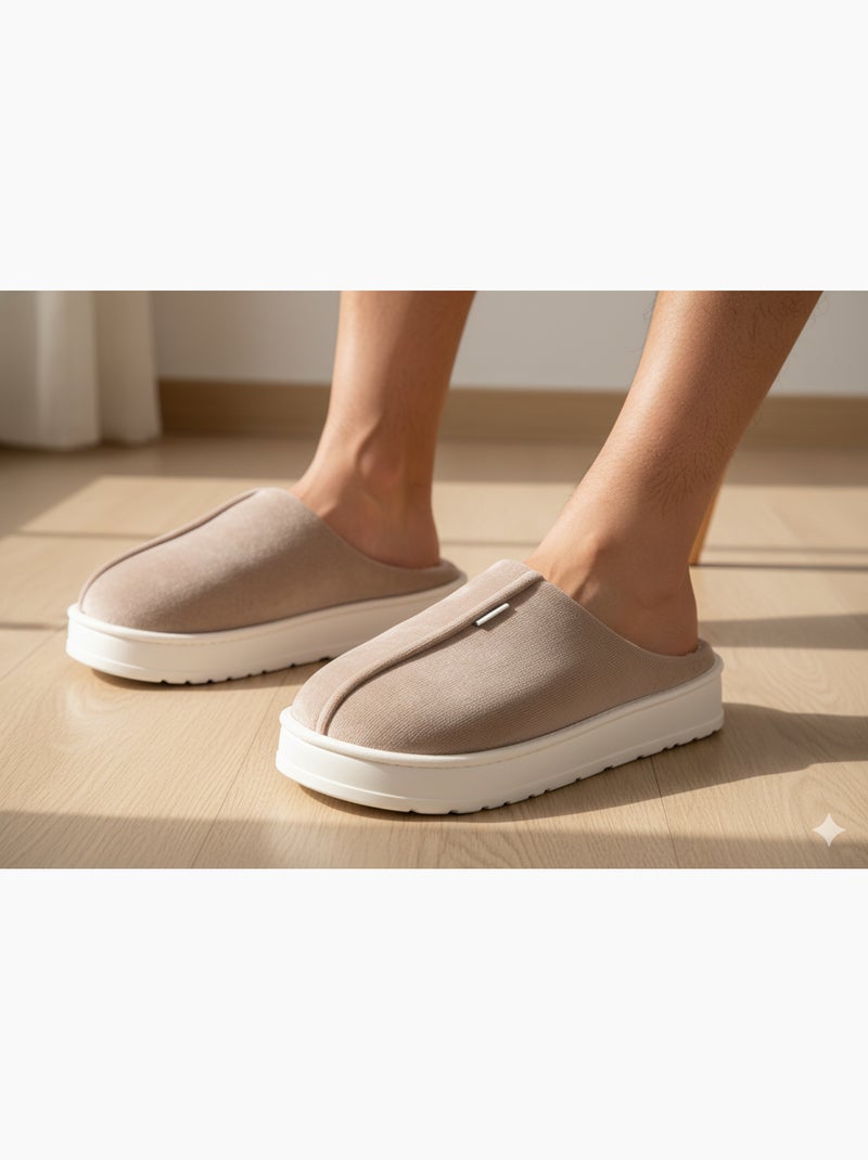Chinelas homem veludo canelado MU10121 Toupe - Kiabi