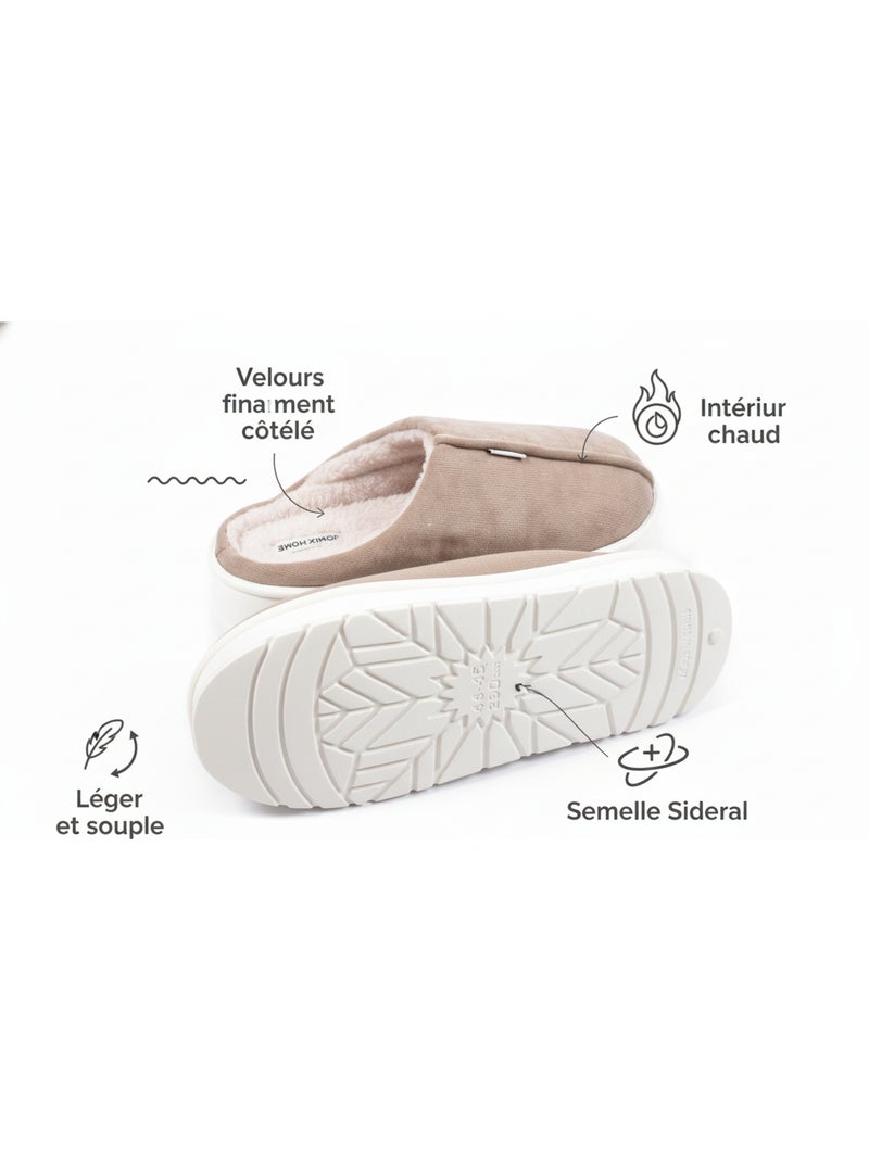 Chinelas homem veludo canelado MU10121 Toupe - Kiabi