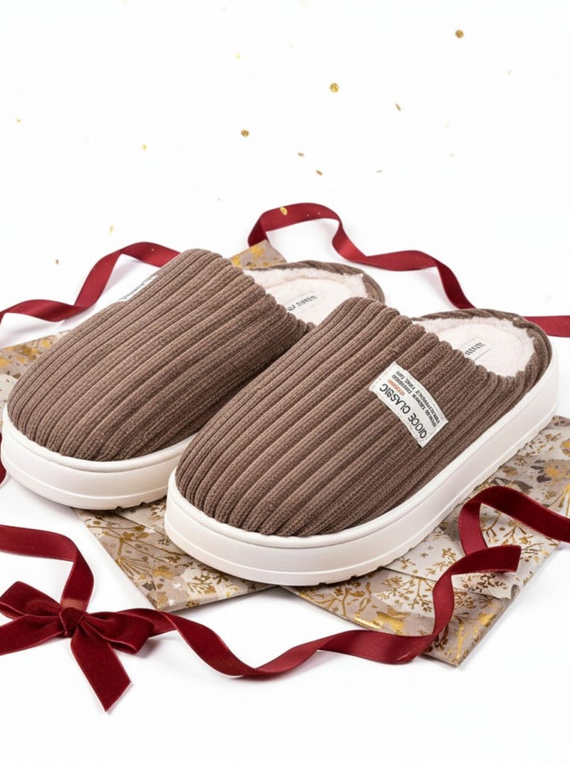 Chinelas Homem Veludo Canelado MU10122 Castanho - Kiabi