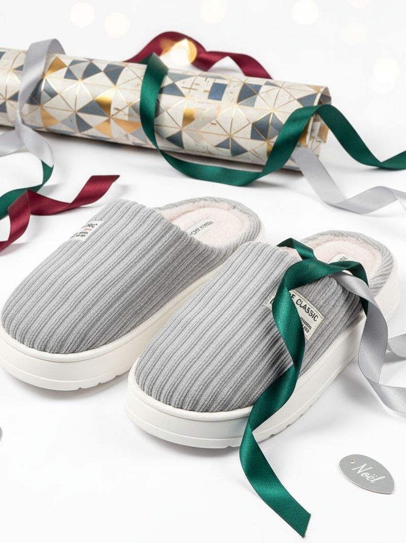 Chinelas Homem Veludo Canelado MU10122 Cinza - Kiabi