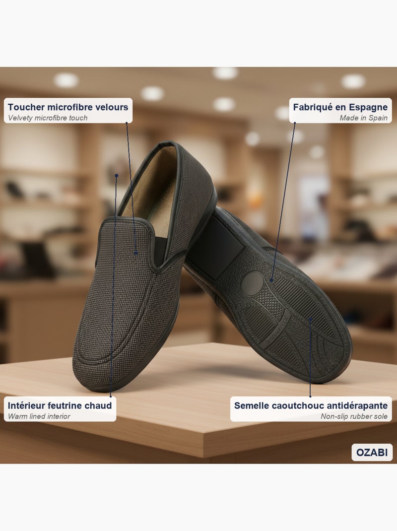 Chinelas homem veludo microfibra ozabi fabricadas espanha Preto - Kiabi
