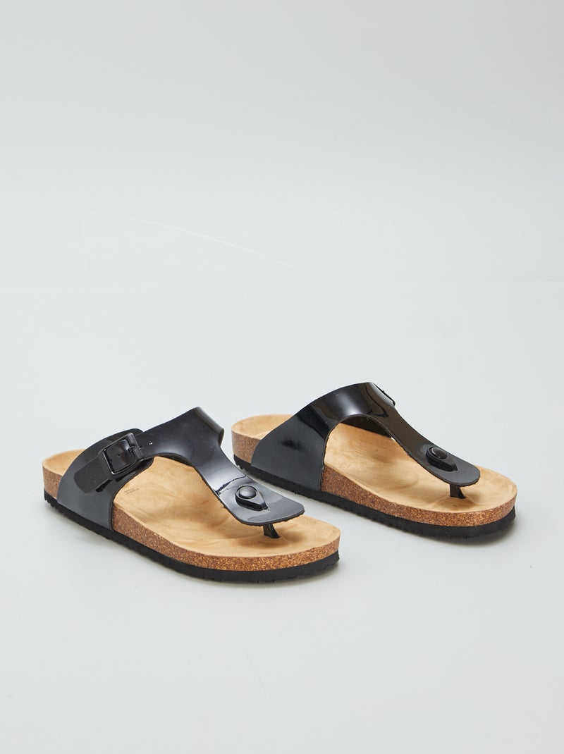 Chinelas lisas com entrededos PRETO - Kiabi