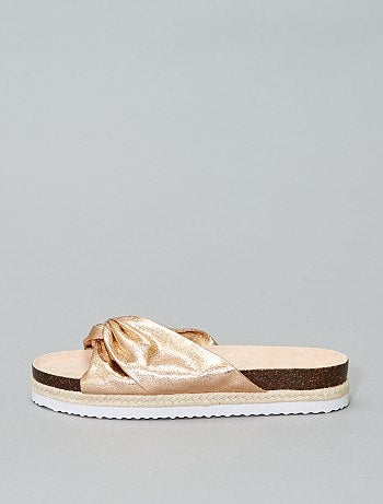 Mulher tamanhos grandes - Chinelas metalizadas de atar - Kiabi