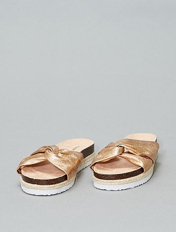 Mulher tamanhos grandes - Chinelas metalizadas de atar - Kiabi