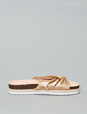 Mulher tamanhos grandes - Chinelas metalizadas de atar - Kiabi