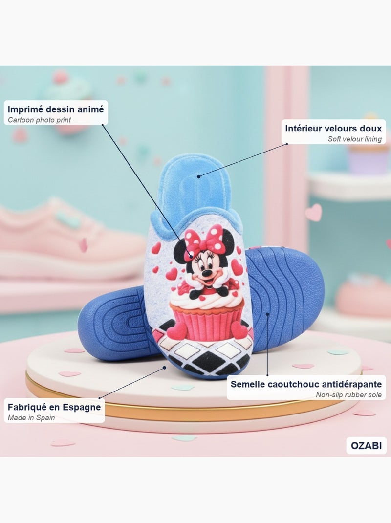 Chinelas mulher ozabi estampado desenhos animados Azul-céu - Kiabi