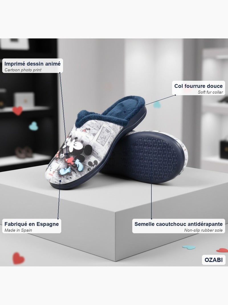 Chinelas mulher ozabi estampado desenhos animados Azul-marinho - Kiabi