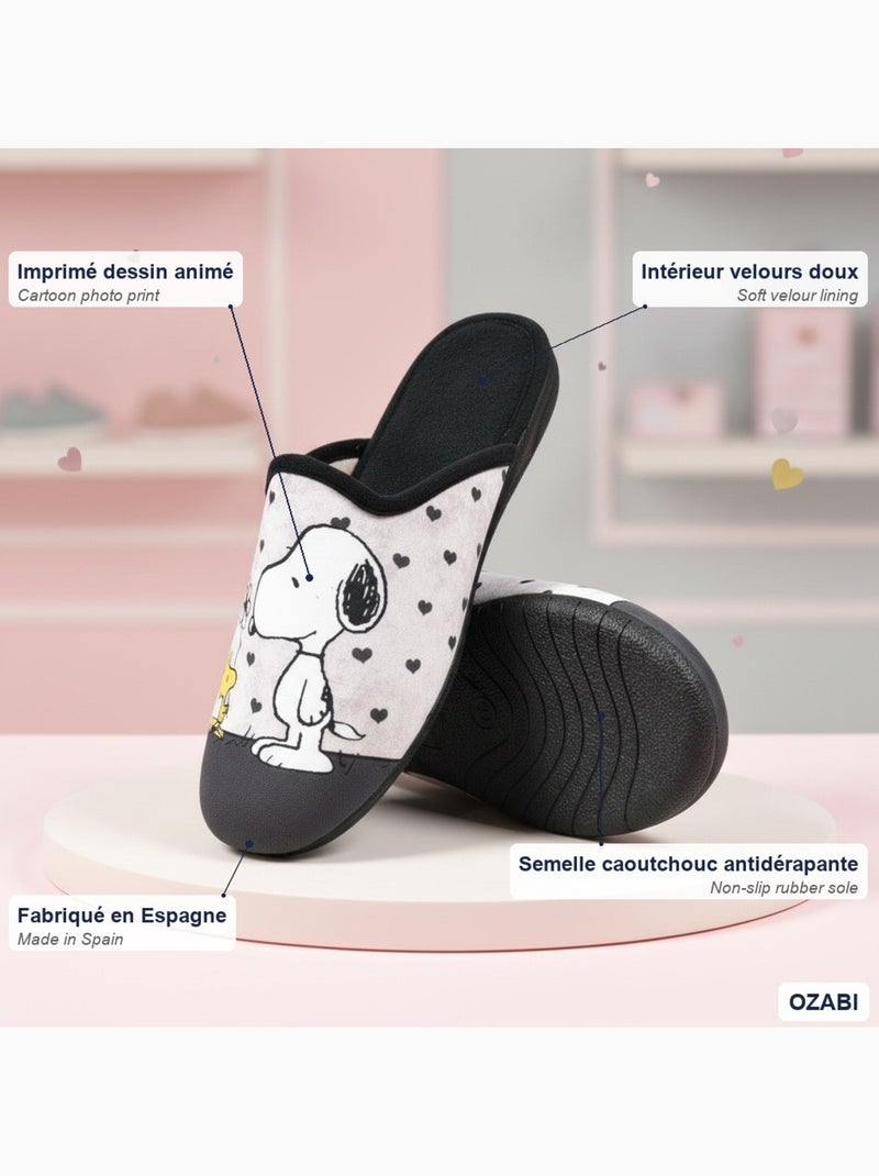 Chinelas mulher ozabi estampado desenhos animados Cinza antracite - Kiabi