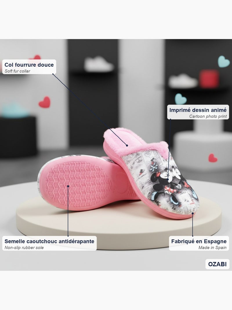 Chinelas mulher ozabi estampado desenhos animados Rosa-claro - Kiabi