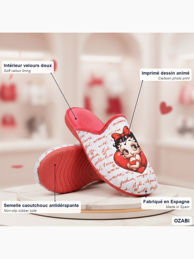 Chinelas mulher ozabi estampado desenhos animados Vermelho - Kiabi